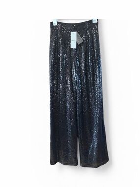Privy Aren Sequin Wide Leg Pants In Black NWT